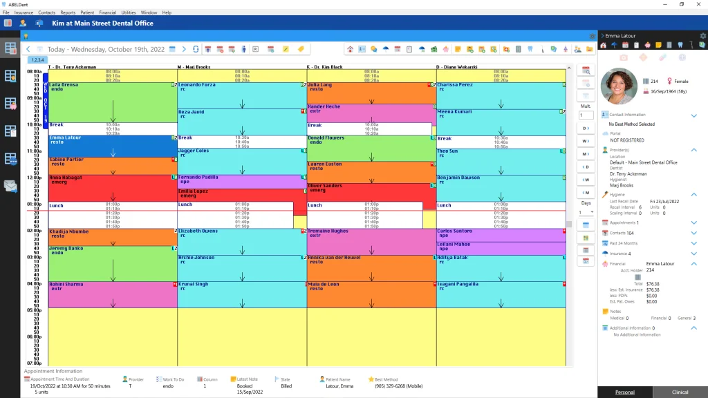 Screenshot of ABELDent scheduler